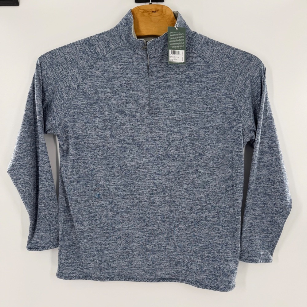 GenTeal Claiborne Quarter-Zip Pullover Mens M True Blue‎ Heather Space Dye NEW